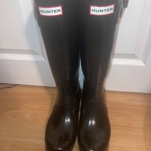 Black Glossy Hunter rain boots